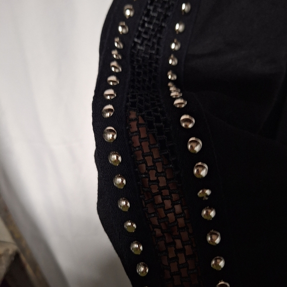Forever 21 Black Studded Cold Shoulder Blouse Biker Grundge Cold Shoulder. - Picture 4 of 9